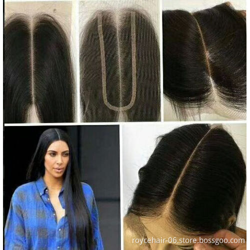 8 to 20 Inch Natural Color Kim Kardashian Wig Virgin Hairs 2 *6 Middle Part Swiss Lace Closure